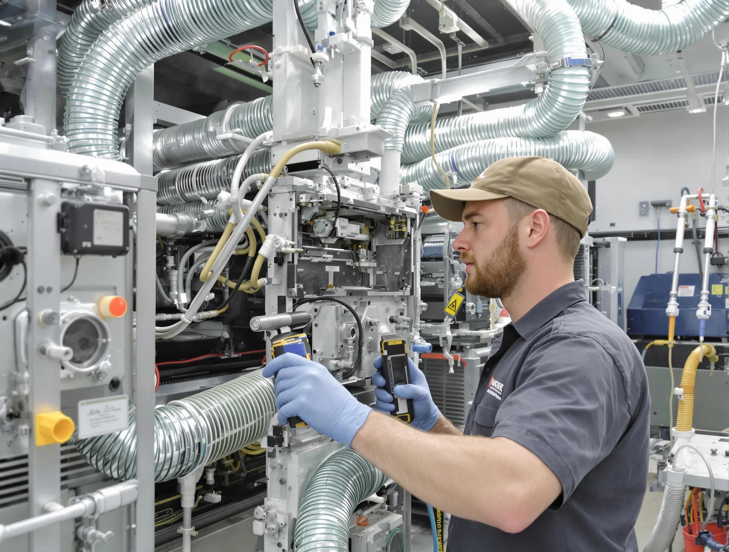 Tewksbury Air Duct Cleaning technician performing precision commercial coil cleaning at a business facility in Tewksbury