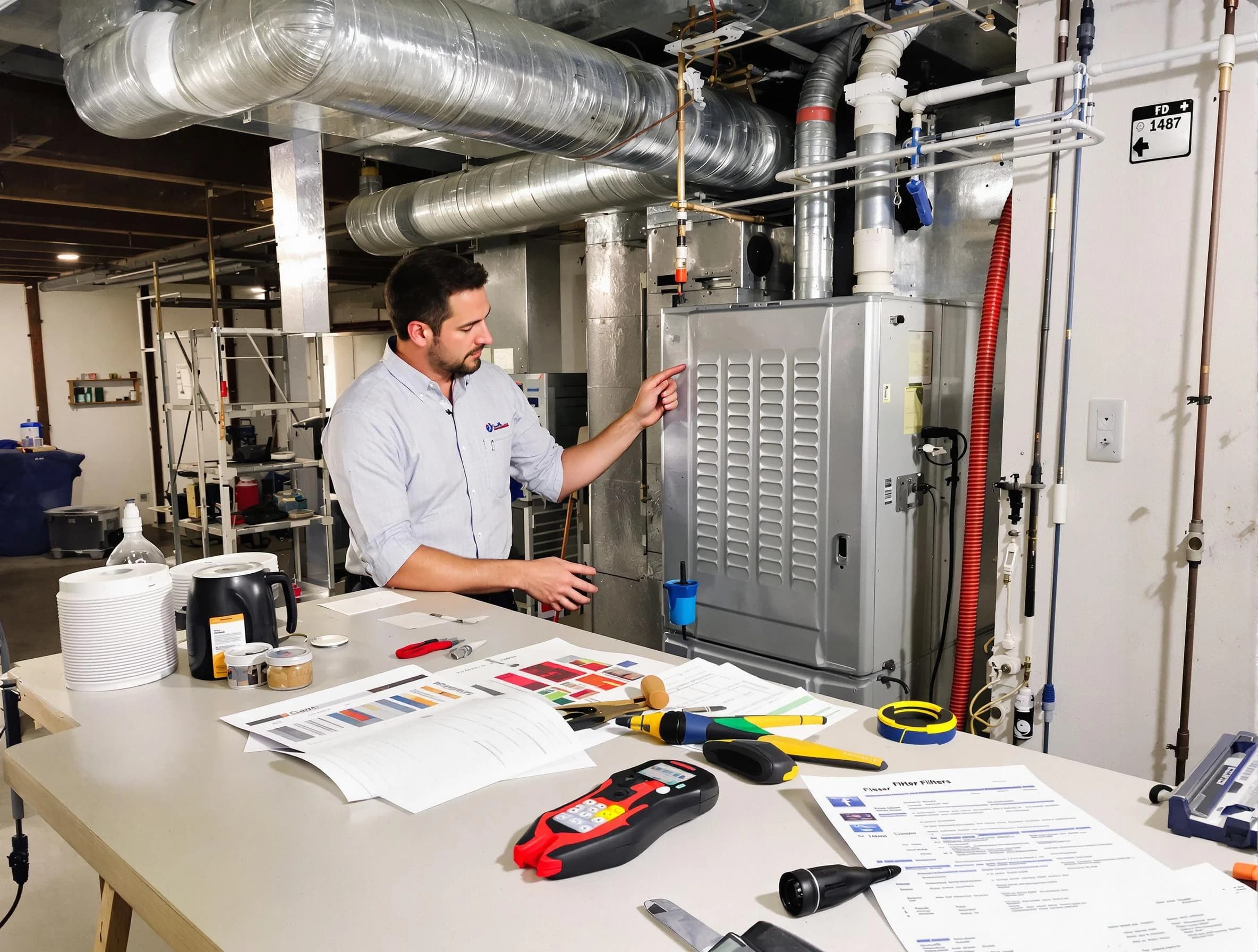 Tewksbury Air Duct Cleaning inspector conducting detailed filter system evaluation using professional diagnostic tools in Tewksbury